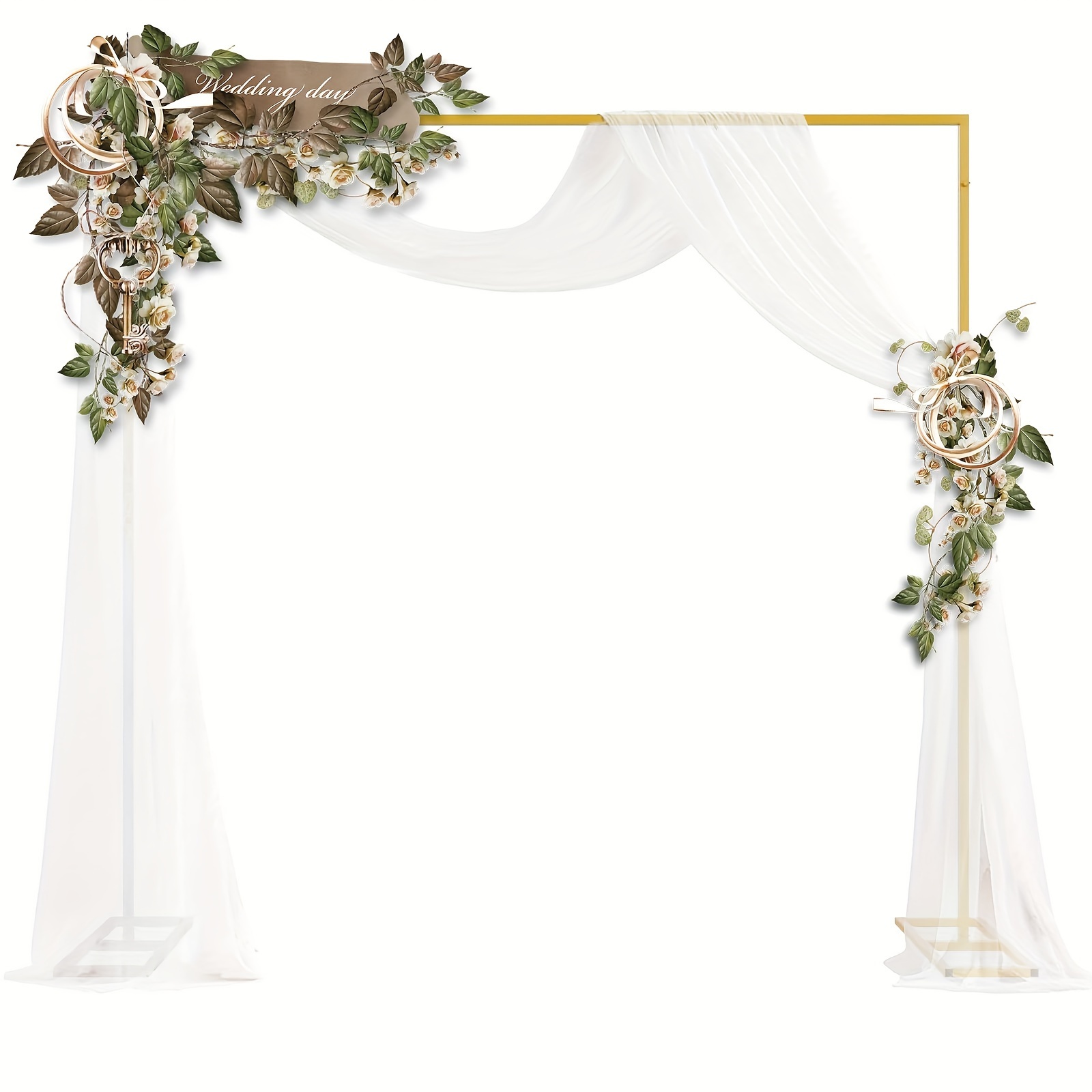 

6.5ft Square Backdrop Stand, Metal Square Balloon Arch Stand, 6.5ft Wedding Arch Golden Metal Arch Backdrop Stand For Weddings, Birthday Party, Anniversaries, Garden Decoration