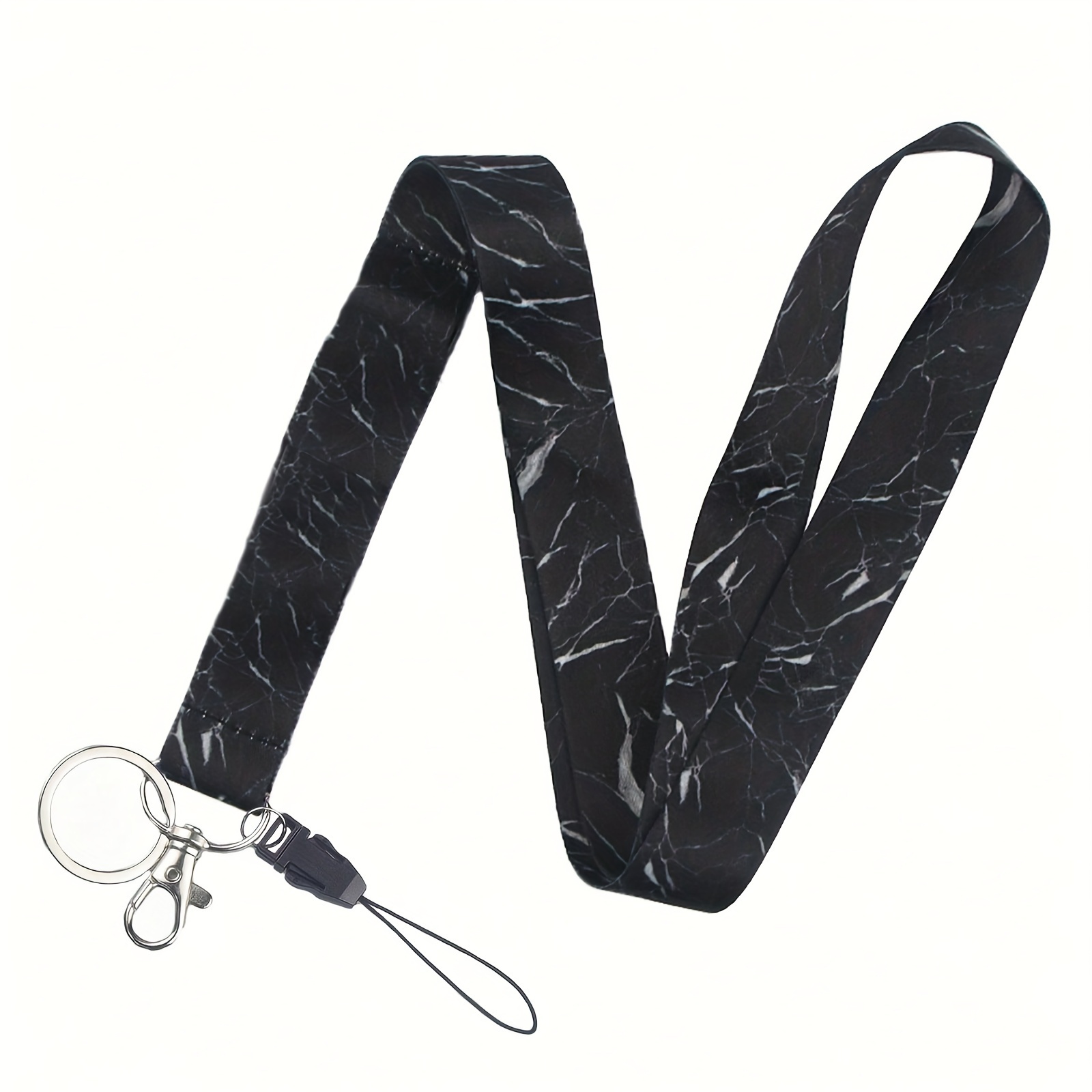 

Yiflin Marble Polyester Lanyard With Metal Keyring - Perfect Gift For Teachers, Students, And Staff - Holds Credit Cards, Passes, And Phone Charms