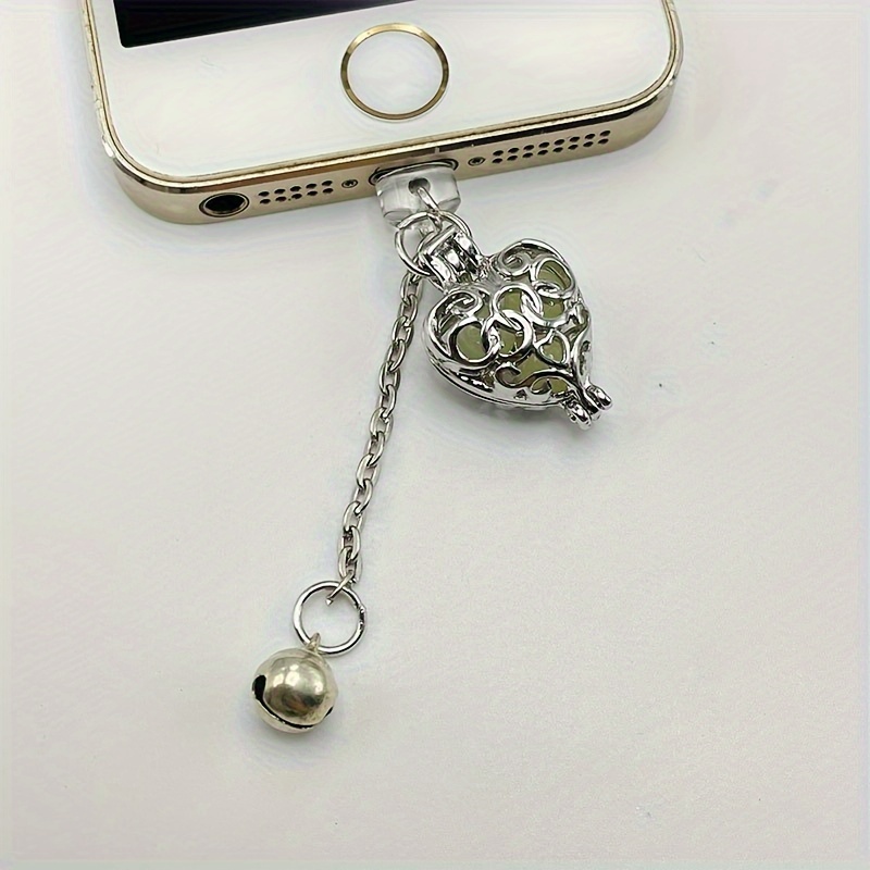 Mobile Phone Dust Plug Absorbs Light And , Hollow Heart ' Phone Decoration