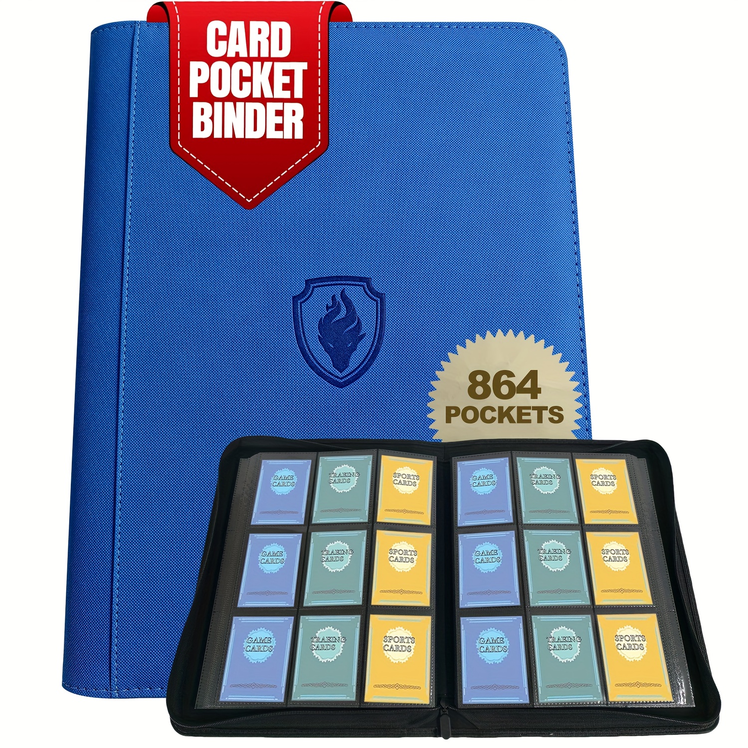 ringless card binder PRO365 1000+ Trading | 16 Pocket Side-Load Sleeves Trading Cards Portfolio | Long-term Binder Force of Will Premium 9 Pocket Trading Card