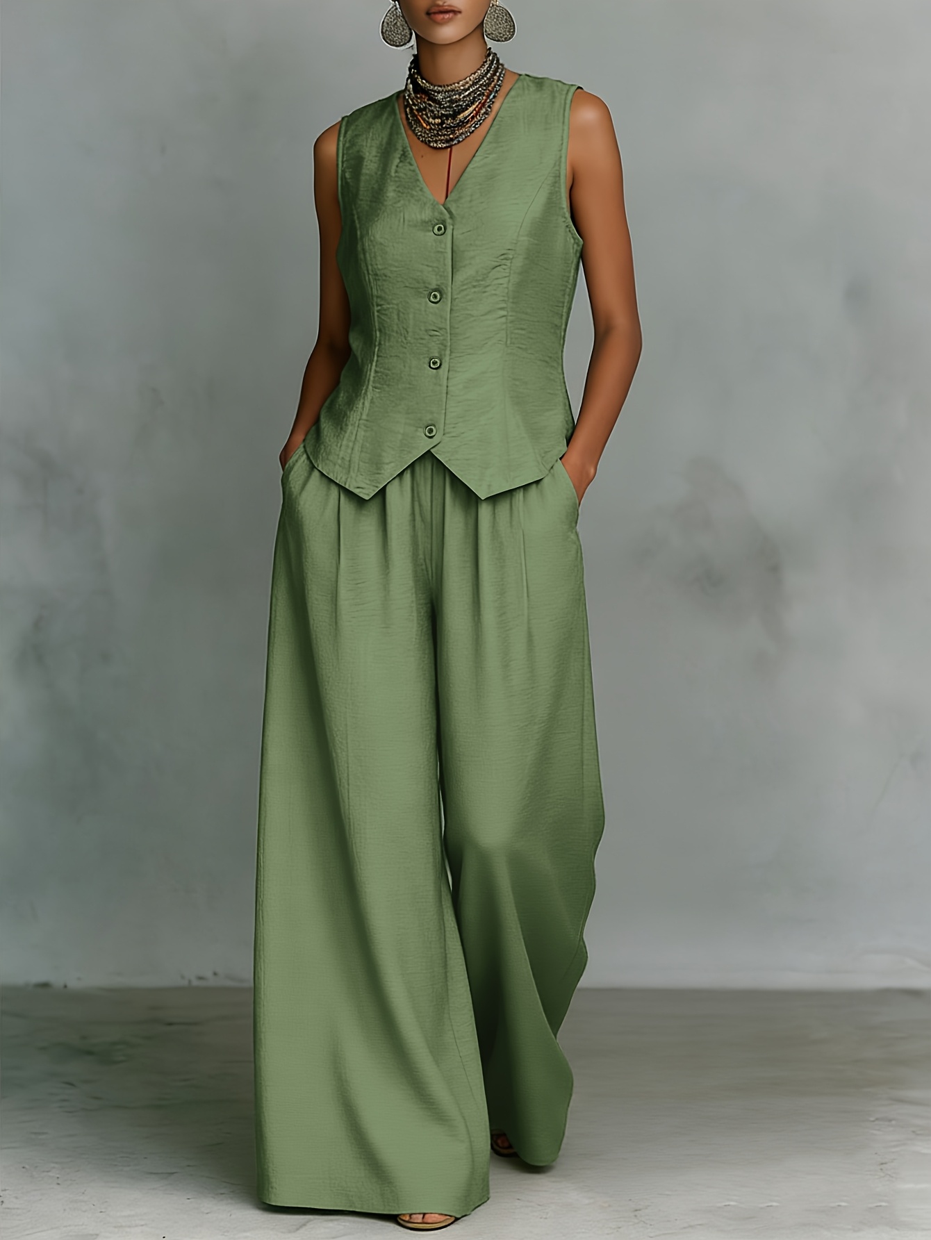 2pcs set new summer casual comfortable versatile street commuter sleeveless vest with trousers womens suit