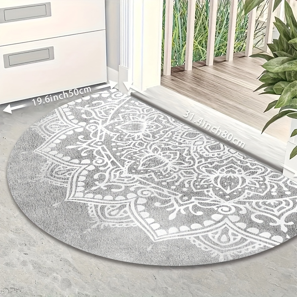 TEMU 2d Printing Outdoor Doormat 1pc Semi-circular Mat - Elegant Mandala Pattern Entrance Rug, Machine Washable For Indoor/outdoor Use - Front Door,