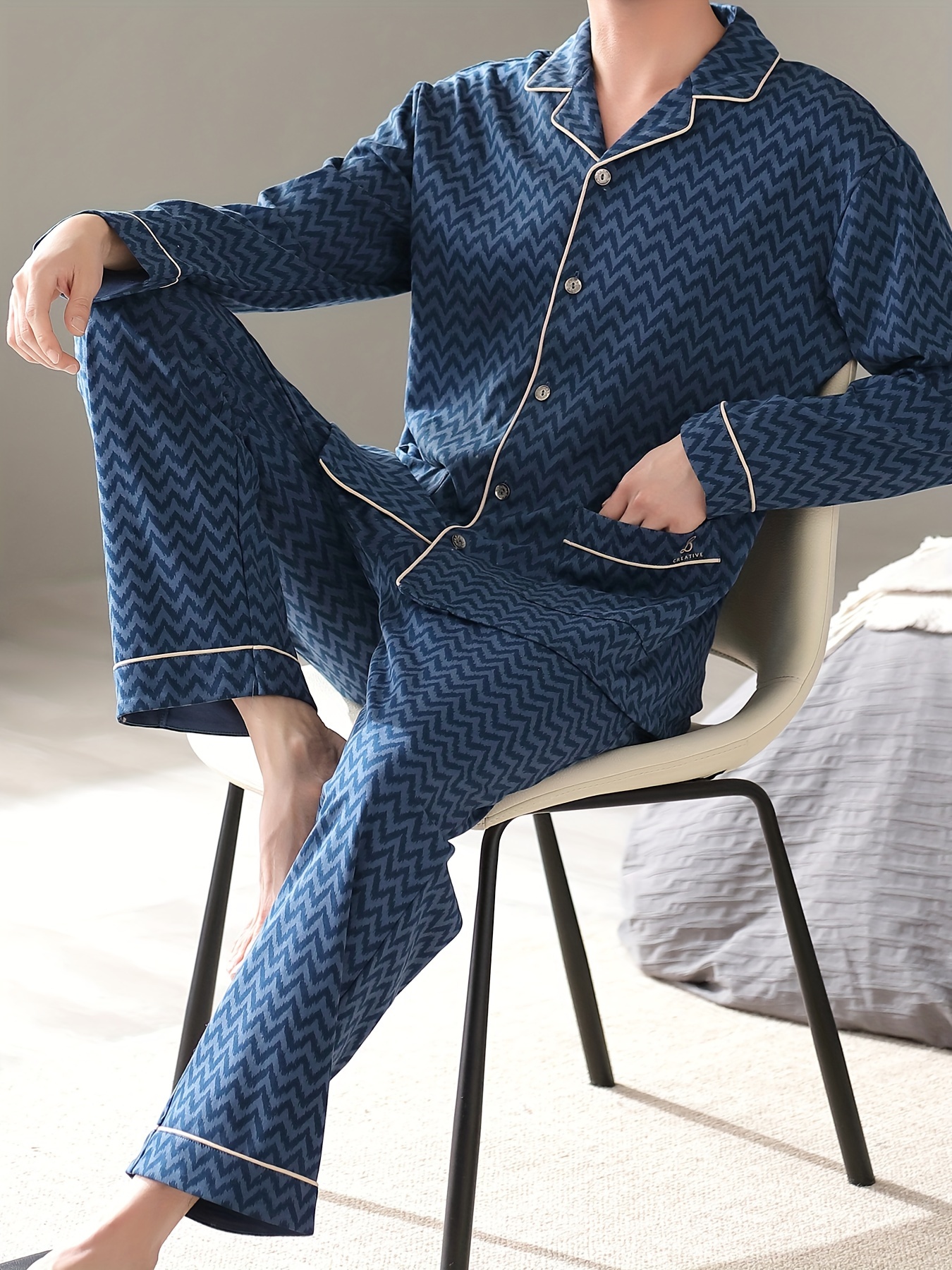 Cardigan Men's Pure Cotton Thin Long Sleeve Simple Spring and Autumn Home Clothes Men's Middle-aged Dad's Full Cotton Plus Size Pajamas