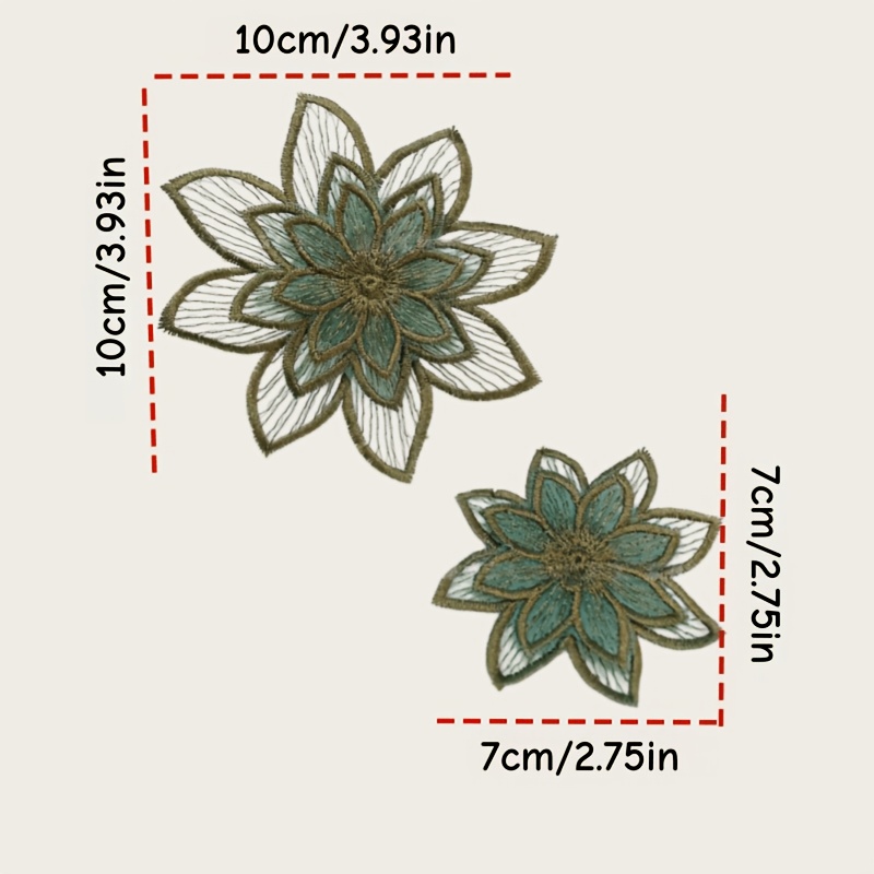 TEMU Green Gauze Three-dimensional Fabric Patch | Chinese Style Openwork Embroidery For And Bag Patches