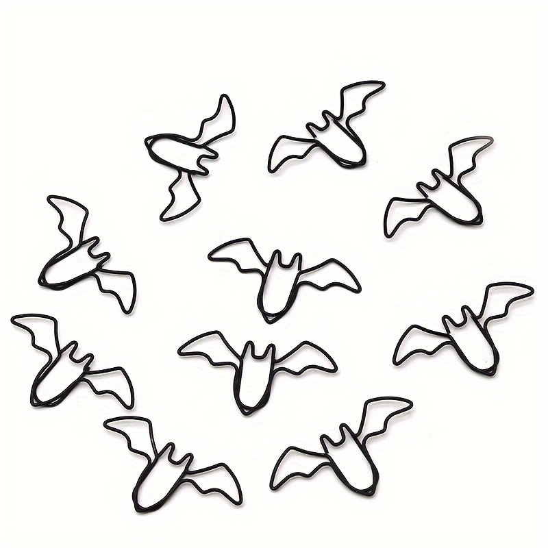 10pcs Bat-shaped Paper Clips, Black Metal Paper Clips, Office Document Data Classification Clips, Animal-shaped Paper Clips, Paper Clips, Bookmarks