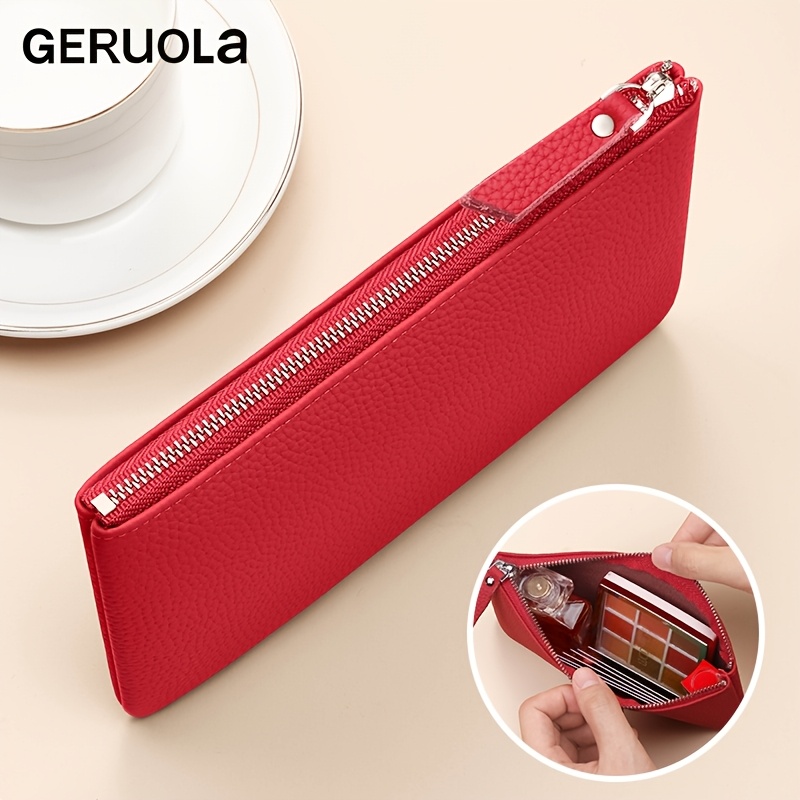 Image of Genuine Leather Women's Wallet, Suitable For Wallets, Coin Purses, Lipstick, And Other Accessories, High Quality And Portable, Zipper Design, Small Bag, Halloween, Christmas, Thanksgiving Gift