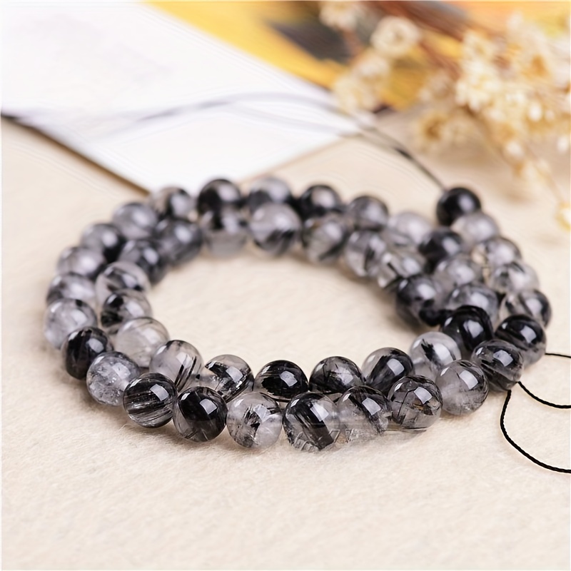 

6mm-10mm Diy Rutilated Round For Jewelry Making Diy Bracelet Necklace Accessories (about15in) For Relatives It It For