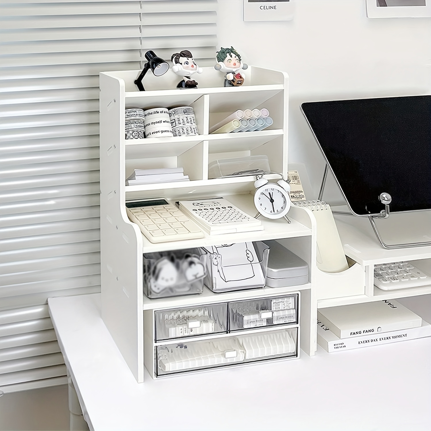 E-shop 6-stöckiger Schreibtisch-Organizer, Arbeitsplatten-Organizer-Regal, platzsparendes Aufbewahrungs- und Präsentationsregal, Bücherregal,