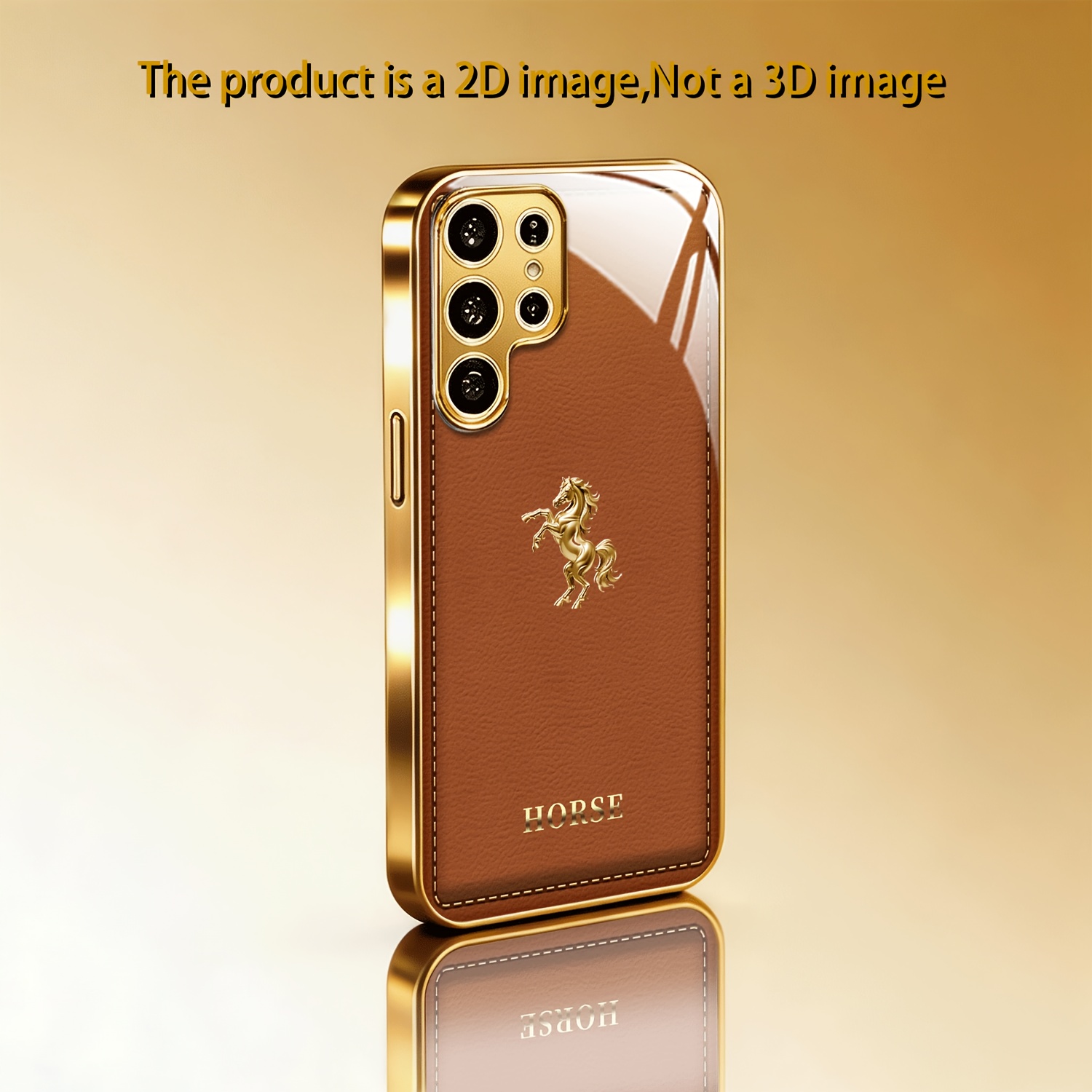 TEMU Phone Case - 2d Brown Background Golden Design Electroplated Case Protective Cover Suitable For Galaxy A51/a52/a53 5g/a54/a56/a71/a72/a73/note