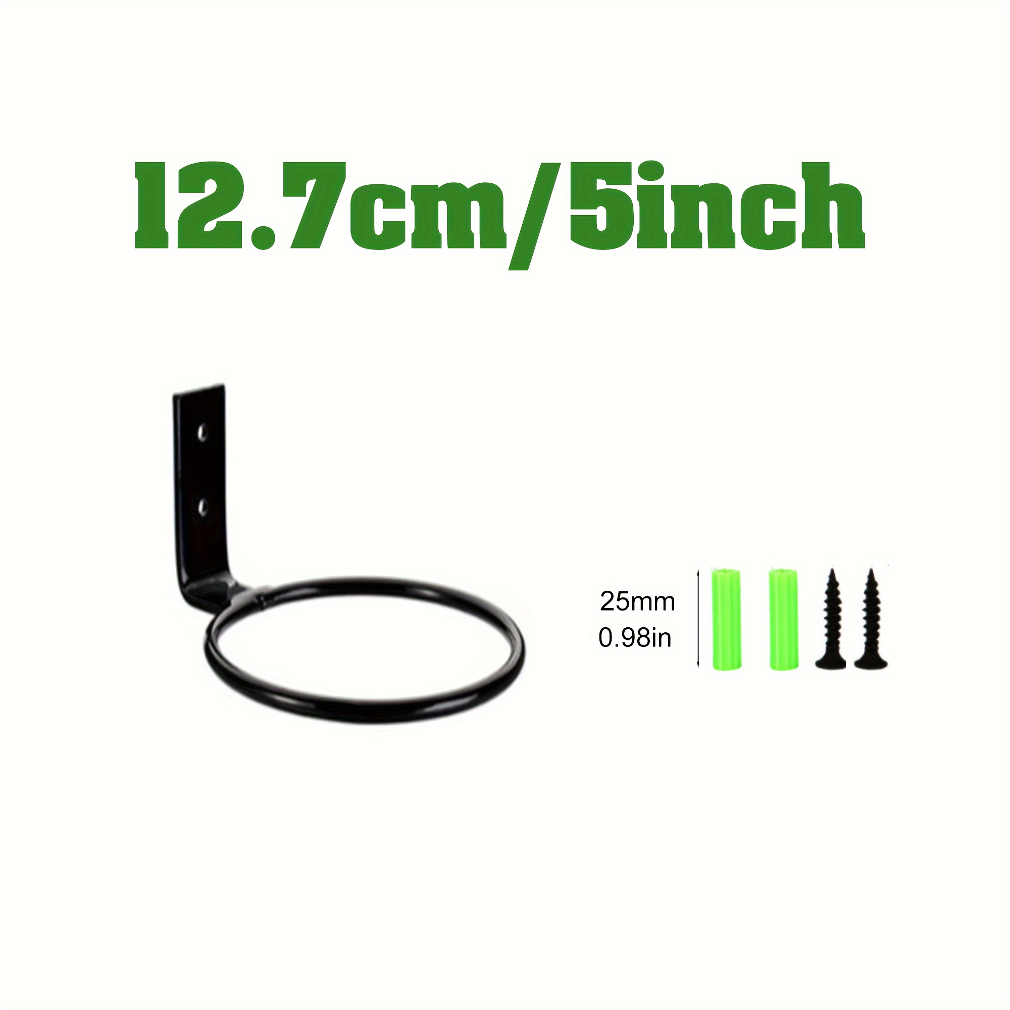 Image of 1pc Plant Holder Ring Wall Mounted Flower Pot Hangers Metal Plant Stand Hanging Bracket Basket Hooks 4-5-6-8in