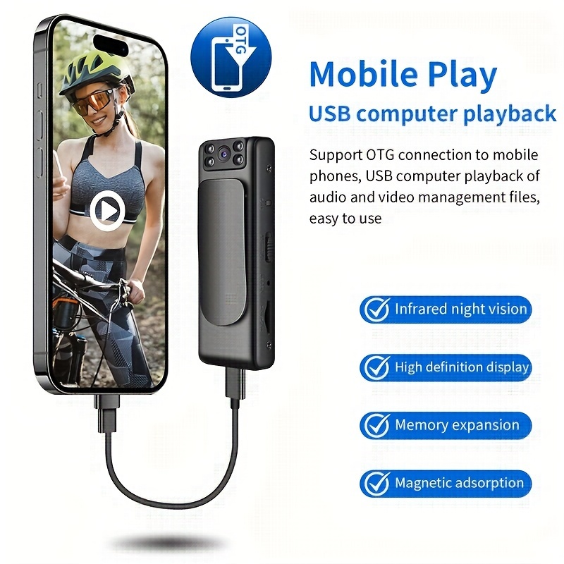 caméra avec audio, 100°, batterie au lithium rechargeable usb 450mah, rotation 90°, en charge jusquà 128gb sd ( ), - noir, pour la plage, des , cadeau pour des pères Détails du produit 7