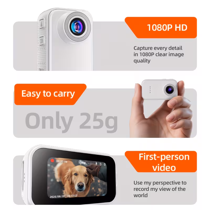 caméra mini corps compatible hd 1080p avec corde magnétique & clip portable - caméra pour cyclisme/vlog, stabilisation , automatique, caméra de poche portable pour cyclisme, vlogging, voyage, air ( carte sd) Détails du produit 2