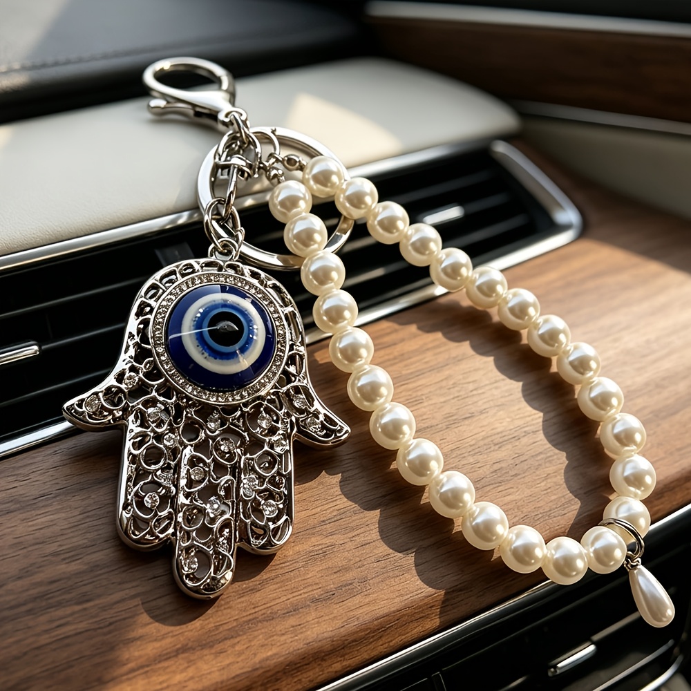 TEMU 1pc Metal Hand-shaped Keychain, Fashionable Car Keychain Accent, Elegant Ladies Bag Additions, Holiday Gift
