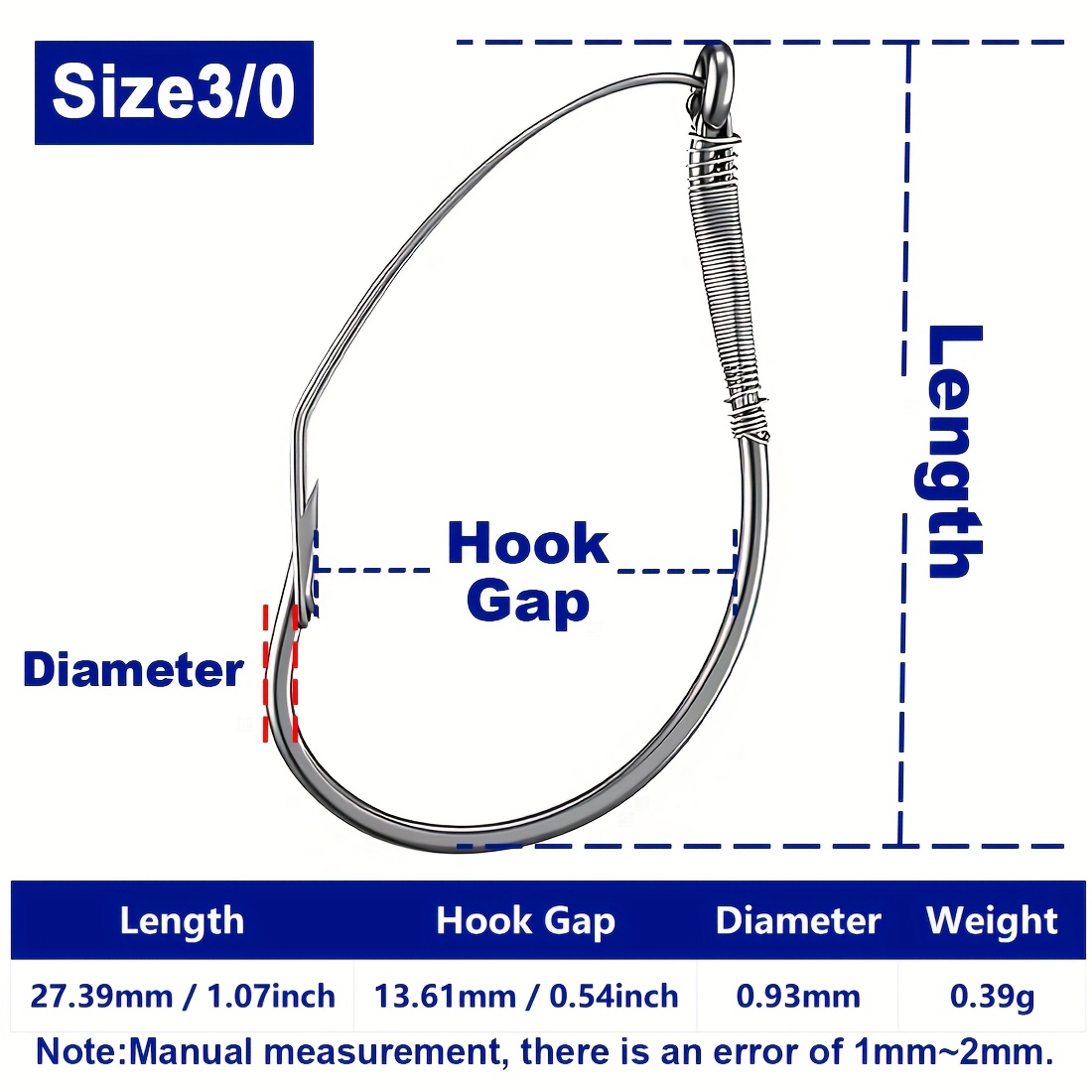 TEMU Fishtrip Drop Shot Weedless Hook Wacky Rig Hooks Worm Hook Sea Fishing Hook For Wacky Rigging
