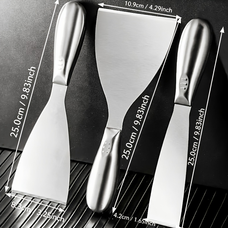 TEMU 3pcs Stainless Steel Thick Multipurpose Cutting Tool Set, Wall Scraper Tool – Practical Blade, Stainless Steel Scraper – Stainless Steel Wall