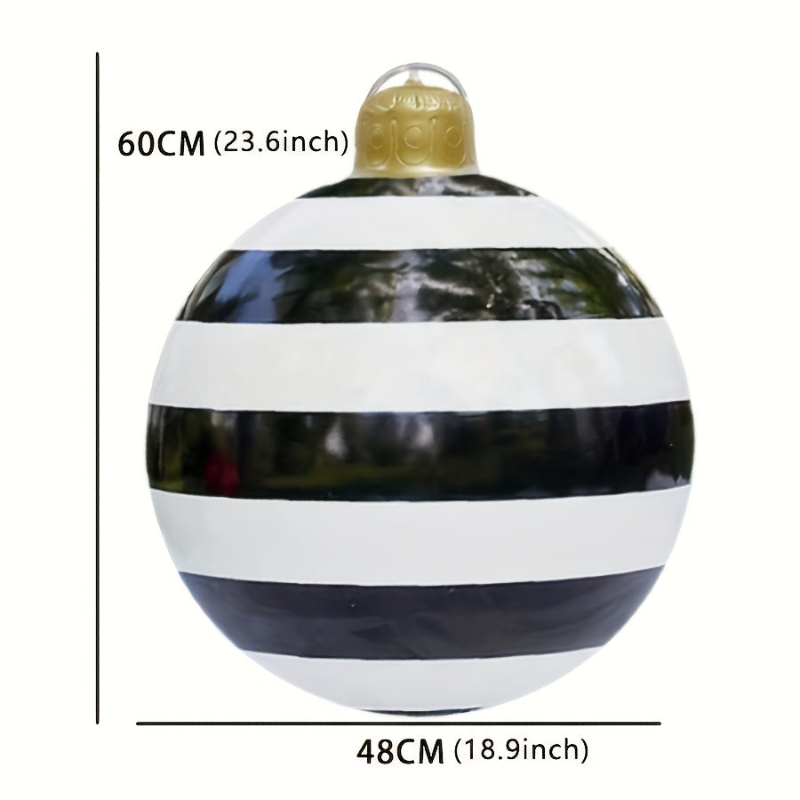 Image of 1pc Black And White Inflatable Ball, Christmas Decoration, 60cm Inflatable Christmas Ball, Yard Holiday Hanging Ornament