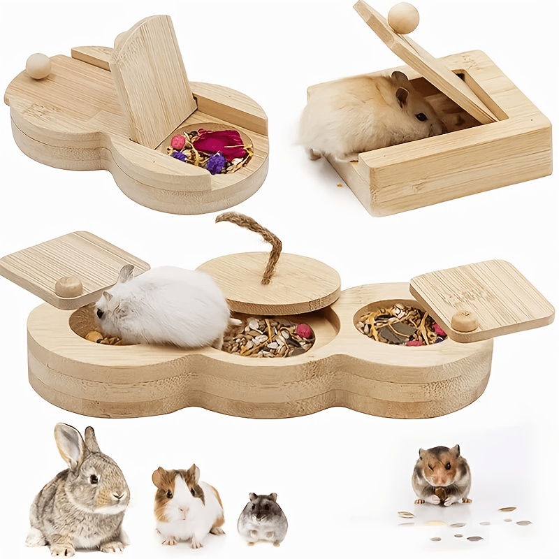3 Interactive Wooden Rabbit Toys for Small Animals