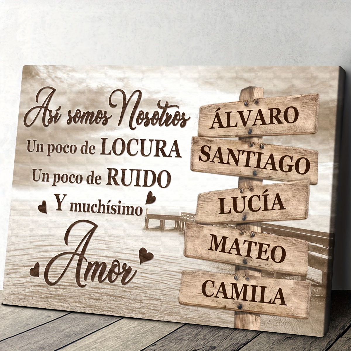 TEMU Póster de 2D, personalizable, con de madera - de pared con de - Texto personalizado y diseño de letrero vintage, póster y obra , impresión en ,