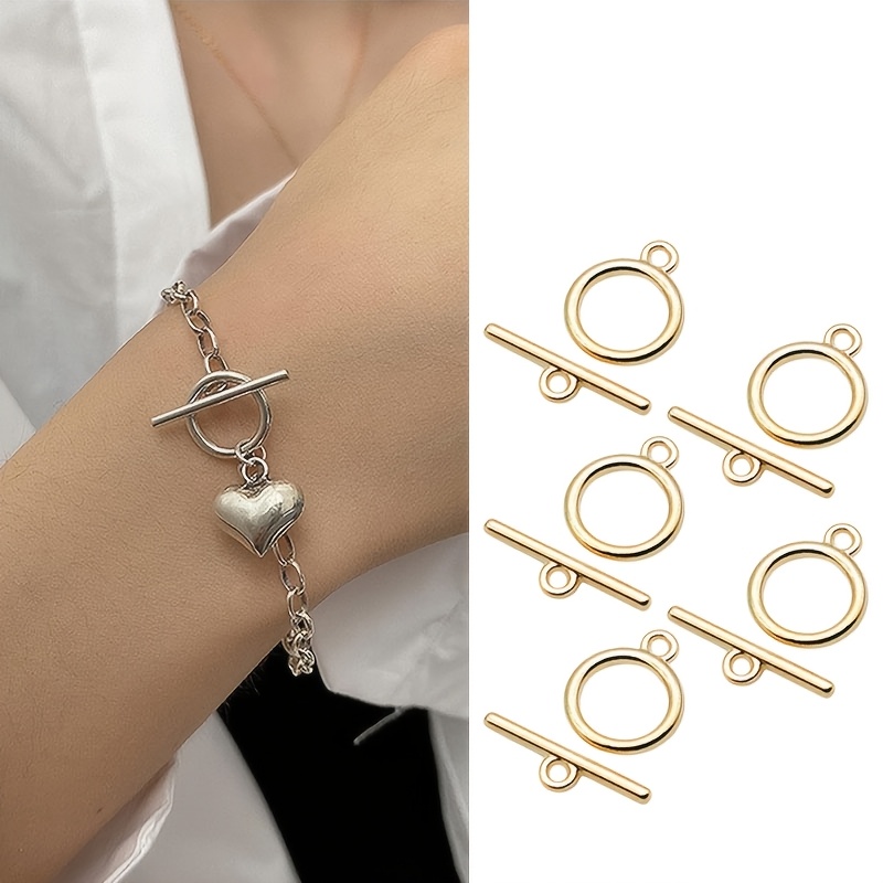 Image of 5pcs Toggle Clasps For Jewelry Making, Round Clasps For Necklaces And Bracelets, Stainless Steel Ring Toggle Connectors, Craft Additions