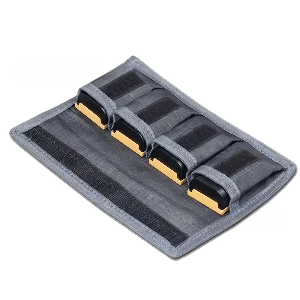 TEMU Protective Battery Storage Bag For Dslr Cameras And Mirrorless Cameras - Durable Fabric Organizer With Multiple Compartments, Gray With Black