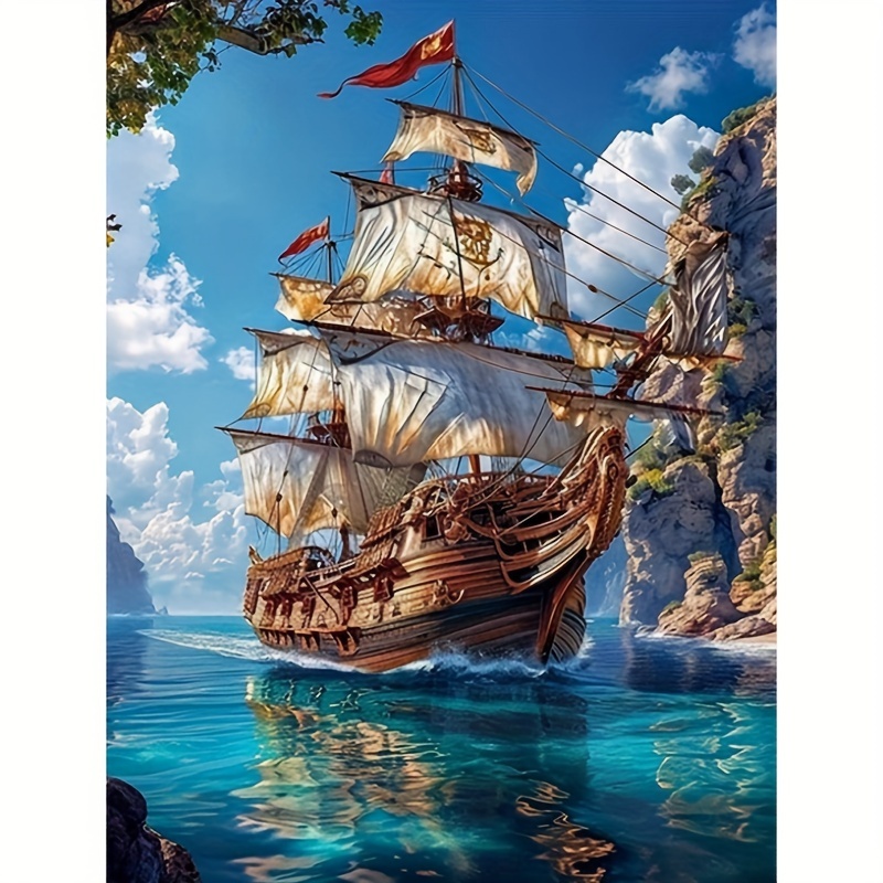 

Diy 5d Diamond Painting Kit: Sailboat Adventure - Colorful Diamond Art, Acrylic (pmma) Base, Round Diamond Shapes, Perfect For Wall Decor And Surprise Gifts