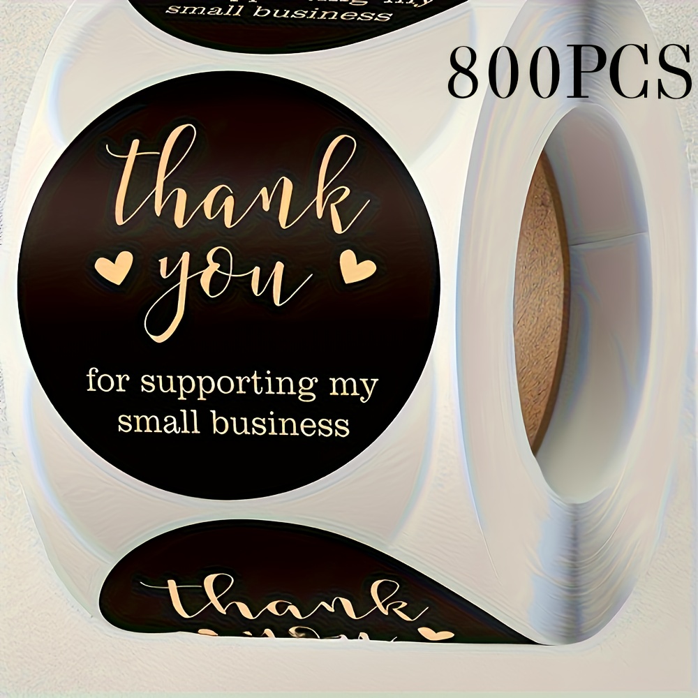 Image of 800/1600pcs Black Thank You Stickers Thanks To The Purchase Of Commercial Decoration Stickers, For Gift Wrapping, Packaging, Envelope Sealing