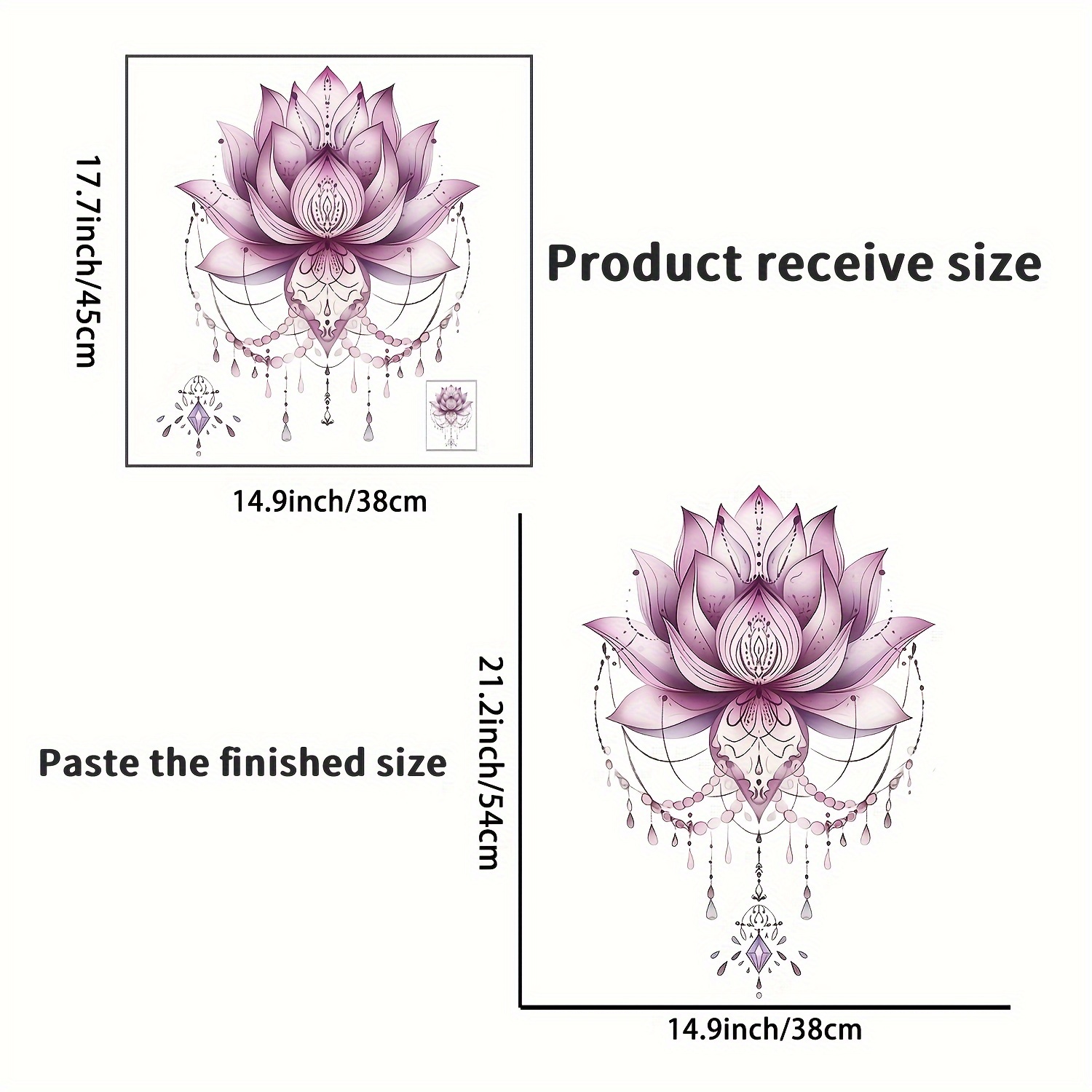 Image of 1pc Pink For Lotus Mandala Flower Wall Decal, Removable Sticker For Living Room Bedroom Home Decor