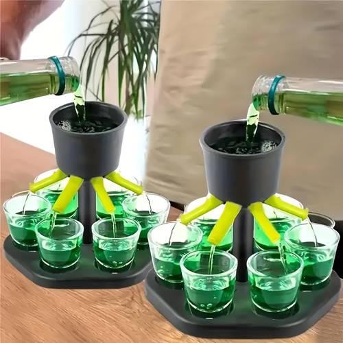1pc six in a row wine dispenser and stand home bar party wine dispenser and whiskey beverage holder drink distributor pouring ideal for themed parties and outdoor activities pour tool suitable for liquor and beer bars restaurants wine glasses and wine racks