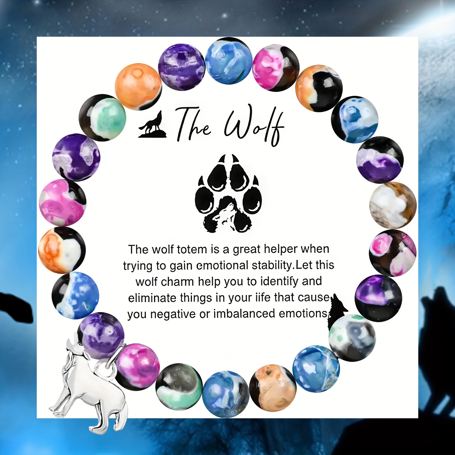 TEMU 1pc Thanksgiving Day/christmas Gift, Stocking Stuffers, Wolf Style Bracelet For Women And Men, Wolf Charm Bracelet Inspiration Gift For Daughter