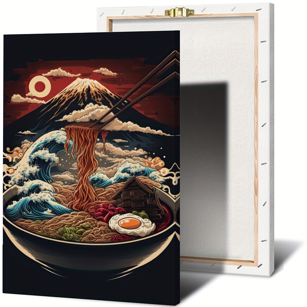 

1pc Framed Canvas Poster, Ramen Japanese Style Landscape Painting, Canvas Wall Art, Artwork Wall Painting For Gift, Bedroom, Office, Living Room, Cafe, Bar, Wall Decor, Home And Dormitory Decoration