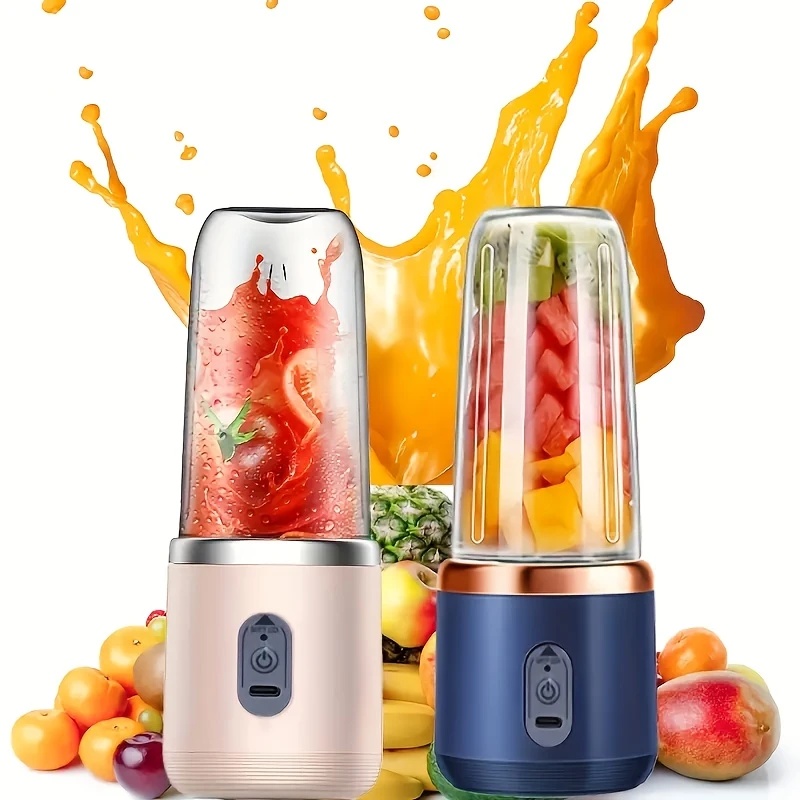 portable electric juicer blender cup with usb rechargeable multifunctional fruit vegetable mixer for camping durable plastic rose golden navy blue smoothie blender portable travel food prep modern kitchen tool wireless charging juicing stylish mixer easy to enthusiasts details 0