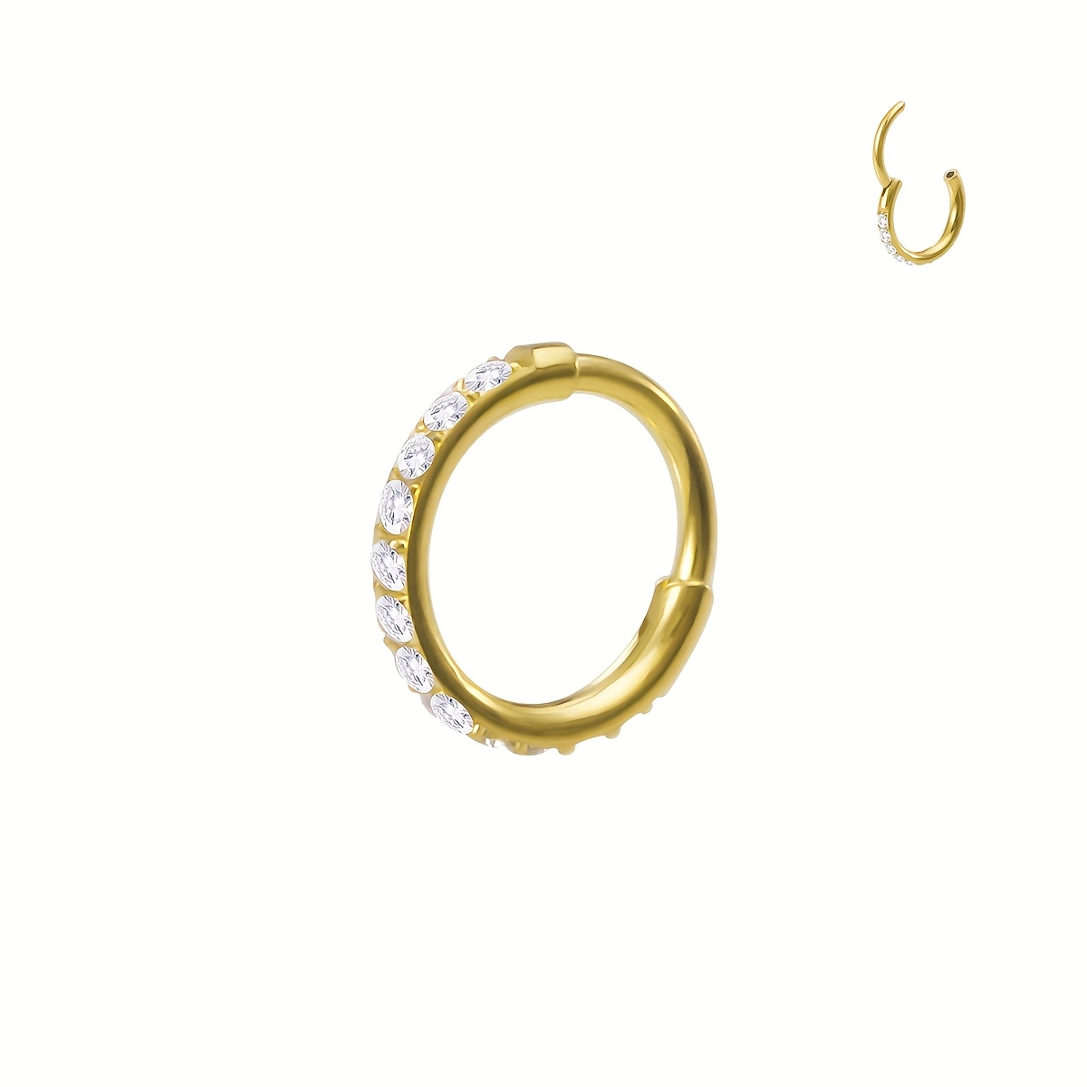 Synthetic Zirconia Hinged Nose Ring, Vintage Style for Daily Wear