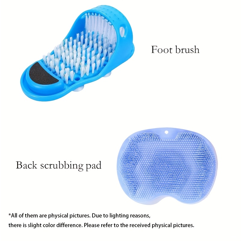 2pcs ergonomic shower scrubber set non slip foot back exfoliating brush with suction cups   plastic massage pad for men women reusable soothes foot pain removes calluses ideal for modern bathrooms details 0