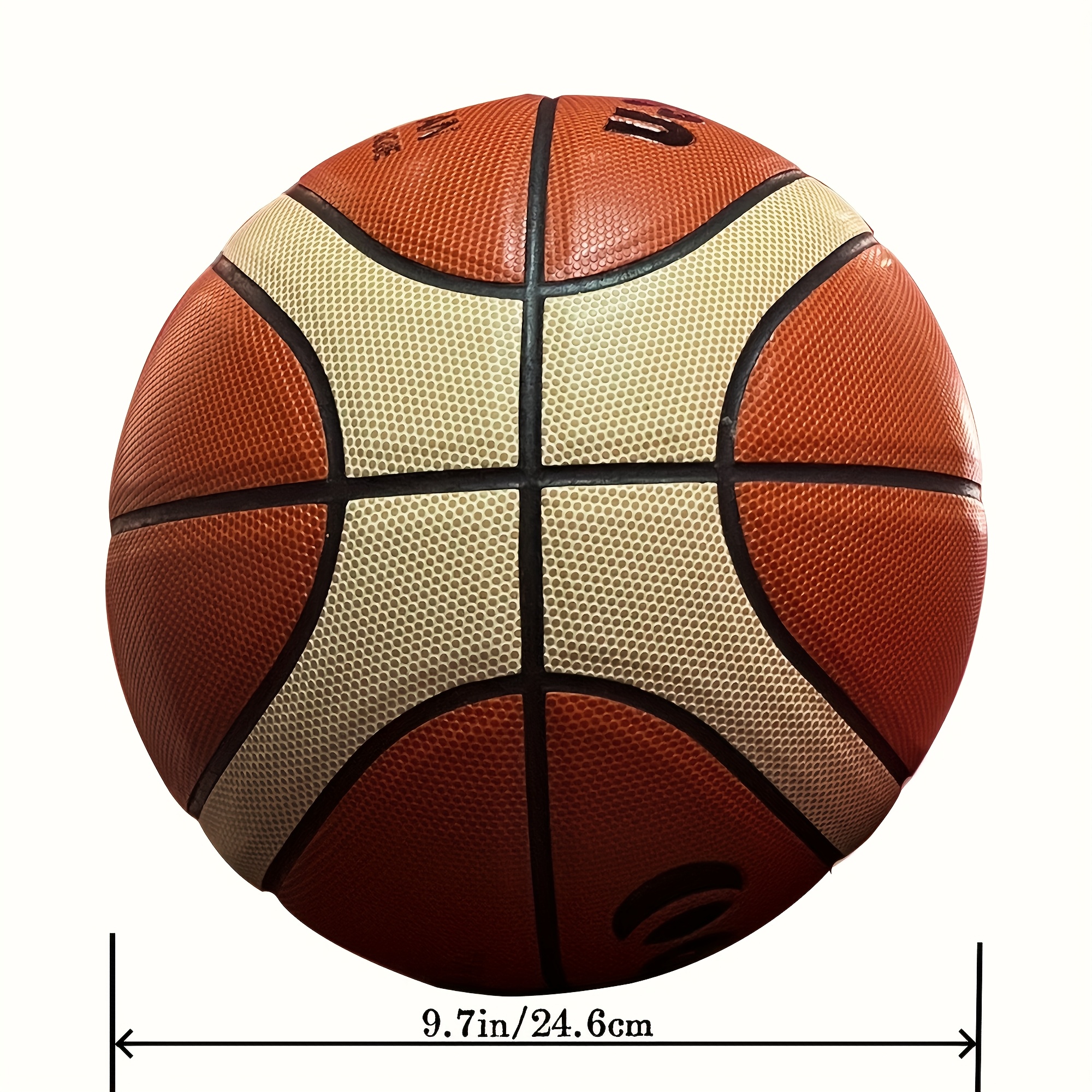 TEMU 7 Basketball Suitable For Competitive Games & Training - Heavy-duty Pu Construction With Non-slip Grip Surface, Red & Beige Court Ball For