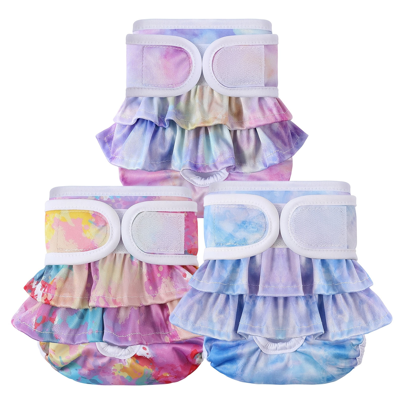 TEMU Reusable Dog Diapers Female Medium Washable, Premium Doggie Diaper For Dogs, Pack Of 3, Absorbent Dog Diaper For Heat, Incontinence And Puppy