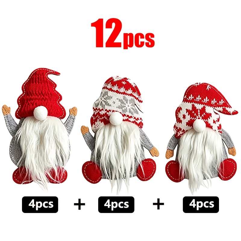 TEMU 12pcs Set, Santa Tableware Storage Bag Set, Christmas Felt Flatware Organizer, 3 Styles Tableware Pouch Decorative Ornaments, Santa Claus Shaped
