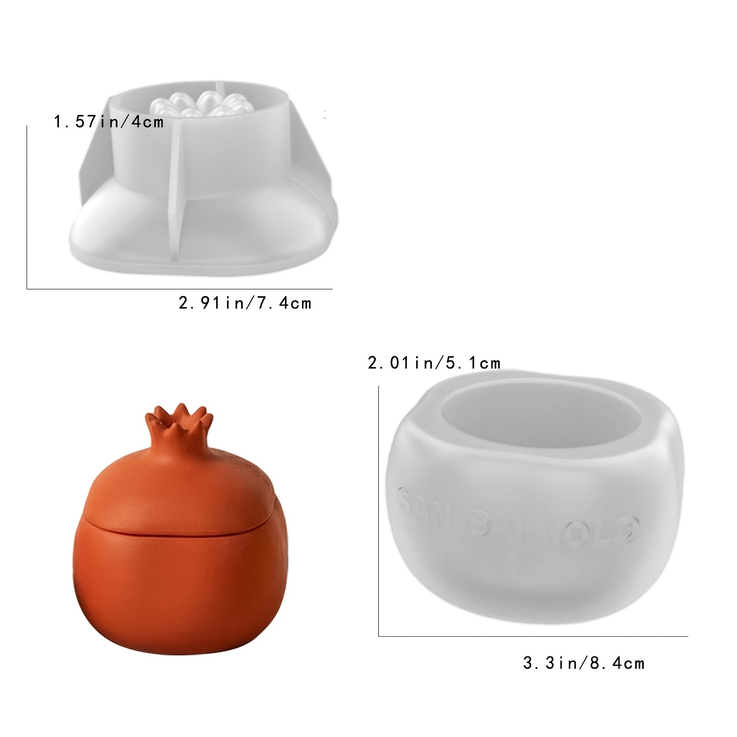 TEMU Pomegranate Jar Silicone Mold, Resin Casting Molds For Handmade Scented Candles, Candle Holder, Resin Crafts