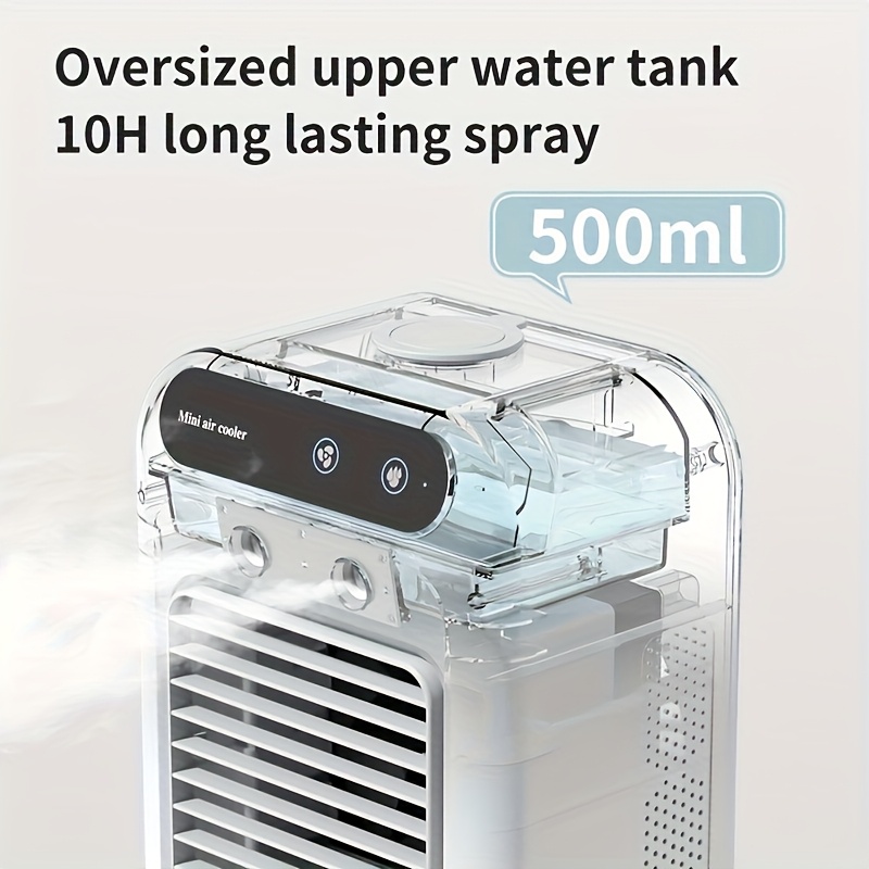 USB Rechargeable Mini Air Cooler Fan Mini Humidifier Cooling Fan, 30-Second Rapid Cooling, Two-Speed High-Speed Silent Fan Portable Desktop Cooling Device, Large-Capacity Battery And Water Tank Suitable for Home Office Or Dormitory Use