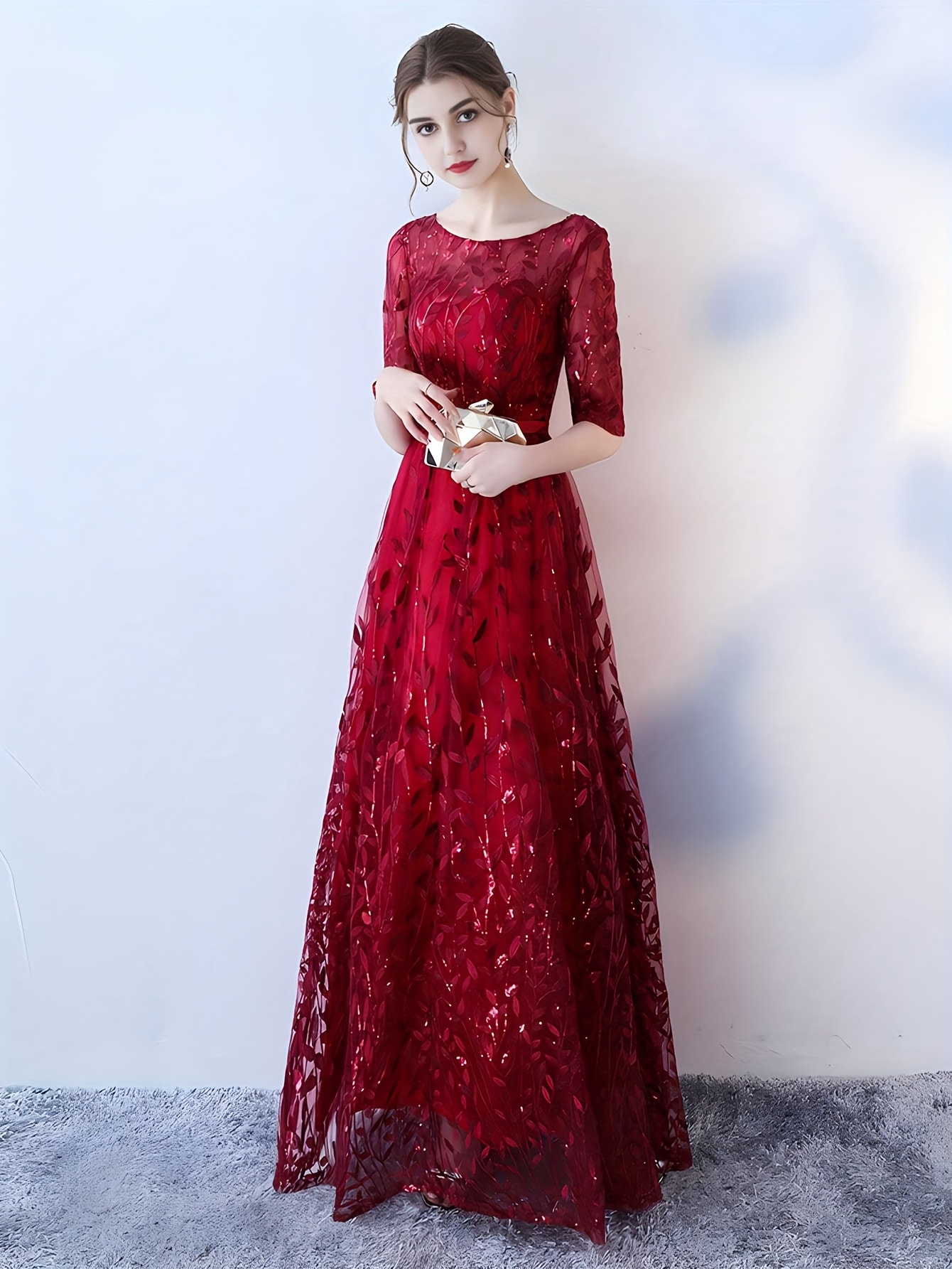 boat neck long formal dress Zapakasa Women Black Boat Neck Long Formal Dress with Sleeves Chiffon  Mermaid Black Tie Dress