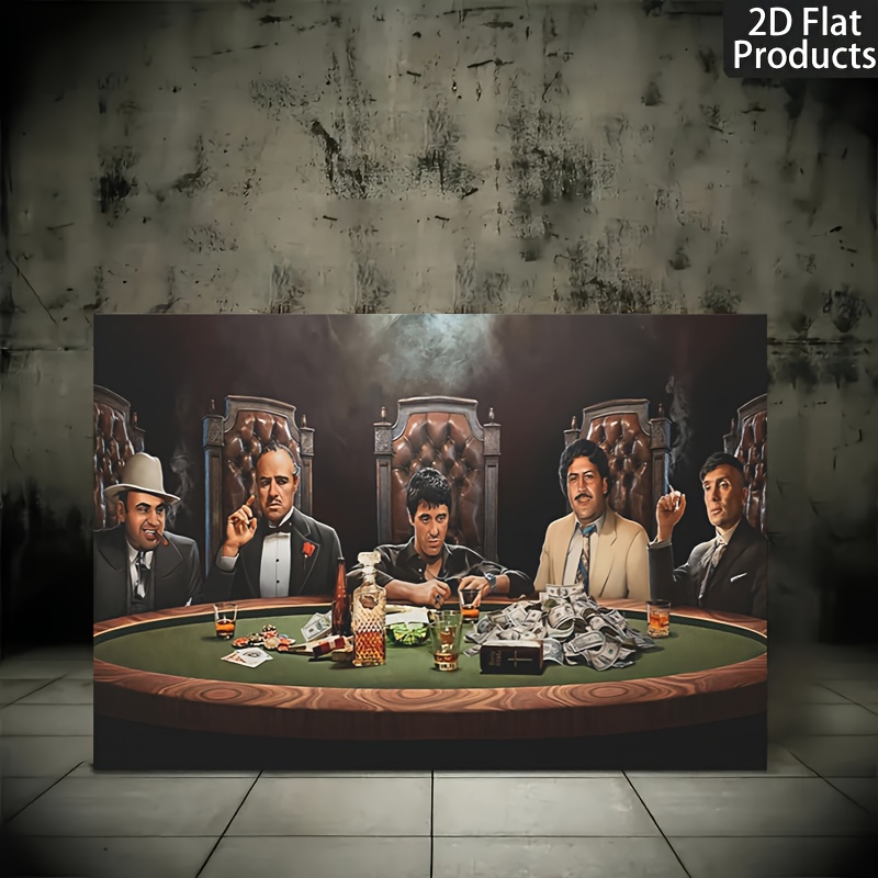 1 stuks The Godfather/Goodfellas/Donnie Brasco Gangster Film Poster - Al Pacino, Tony Montana, Johnny Depp Geïnspireerd - Vintage Mafia Film Kunst - Ingepakt Canvas met Houten Frame, - Dramatische Gangster Film Scène - Huis/kantoor/man Cave Decor - Cadeau Voor Film
