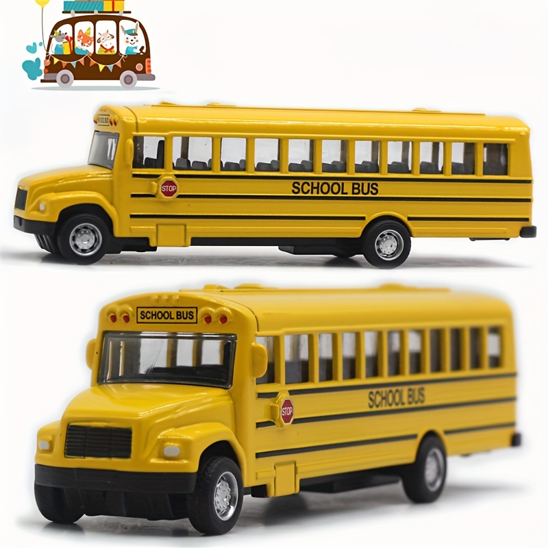 

Set Of 2 Pull-back Metal School Bus Toys - Authentic Yellow School Bus Models, Diecast Collectibles, Suitable For 14+ Years Old