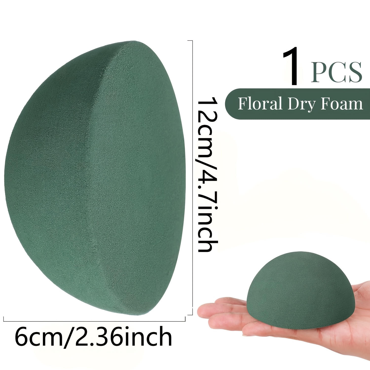 TEMU Mousse florale demi-boule 4,7" de large x 2,3" de haut, mousse verte humide et sèche pour fleurs fraîches et artificielles, mousse à fleurs pour