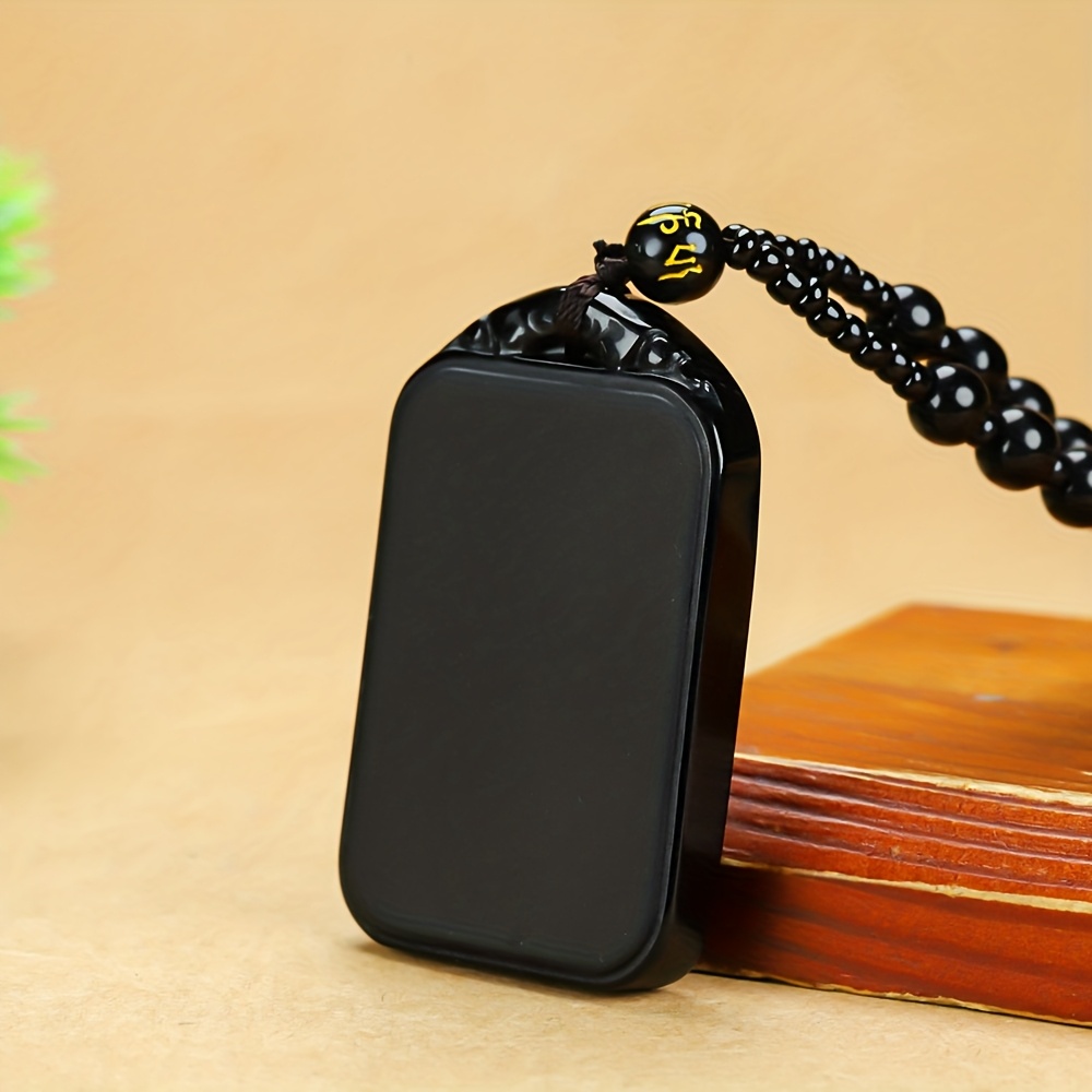 Obsidian Peace Sign Pendant Necklace, Unique Gift
