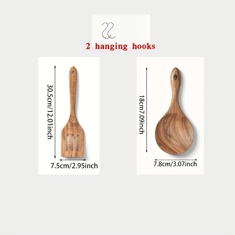 Conjunto de 2/5 peças de Utensílios de Cozinha de Madeira Natural 6