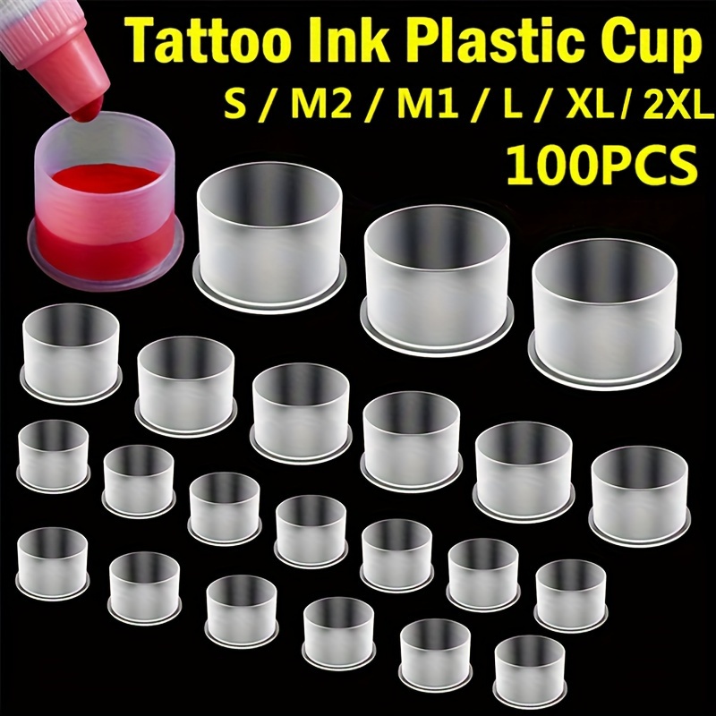 

100pcs Gobelets d'Encre de Tatouage - 6 Tailles, Porte-Pigments Jetables pour Tatouage, Maquillage & Fournitures d'Art