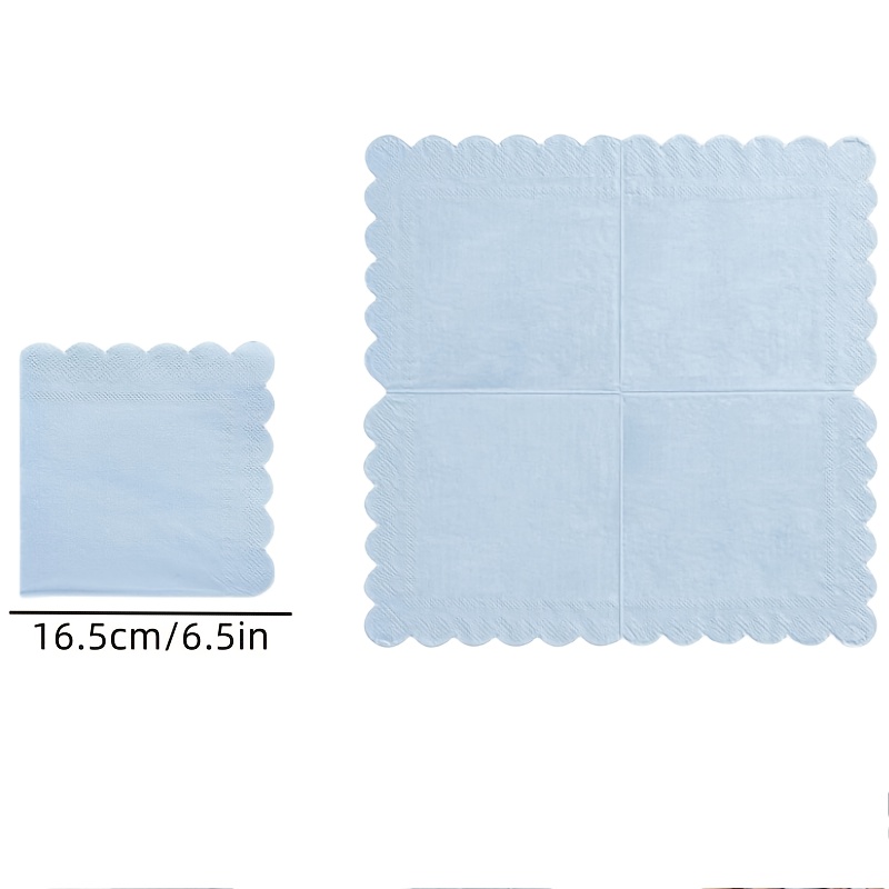 TEMU Light Blue Napkins, Fan-shaped Blue Napkin Party Cocktail Napkins Beverage Dessert Napkins, Suitable For Birthdays, Weddings, Baptisms, 16.5x16.5 Cm 19pcs 39pcs 59pcs