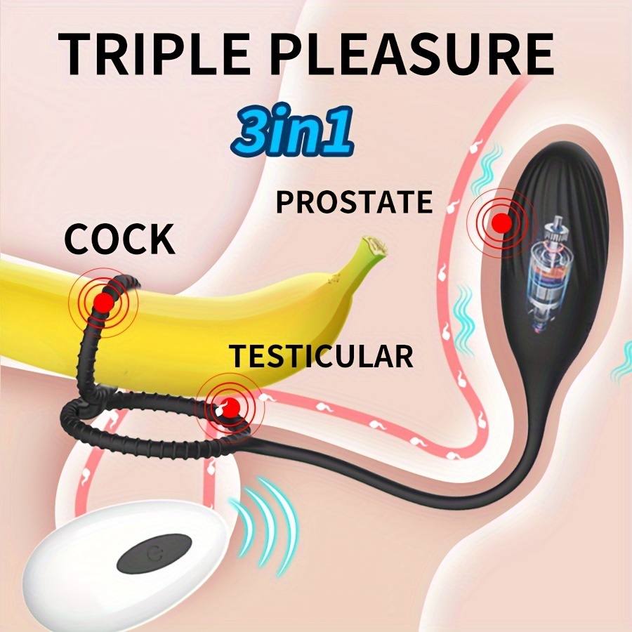 1pc   vibrator with   ring male   toys 3 in 1 prostate massager with double   rings 12 vibration modes wireless remote control   adult toy vibrator suitable for men women and couples waterproof and rechargeable details 3