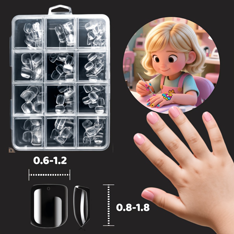 TEMU 144 stuks ultrakorte vierkante press-on nagels met , zachte gel press-on nagels, transparante matte volledig dekkende nageltips, geschikt voor