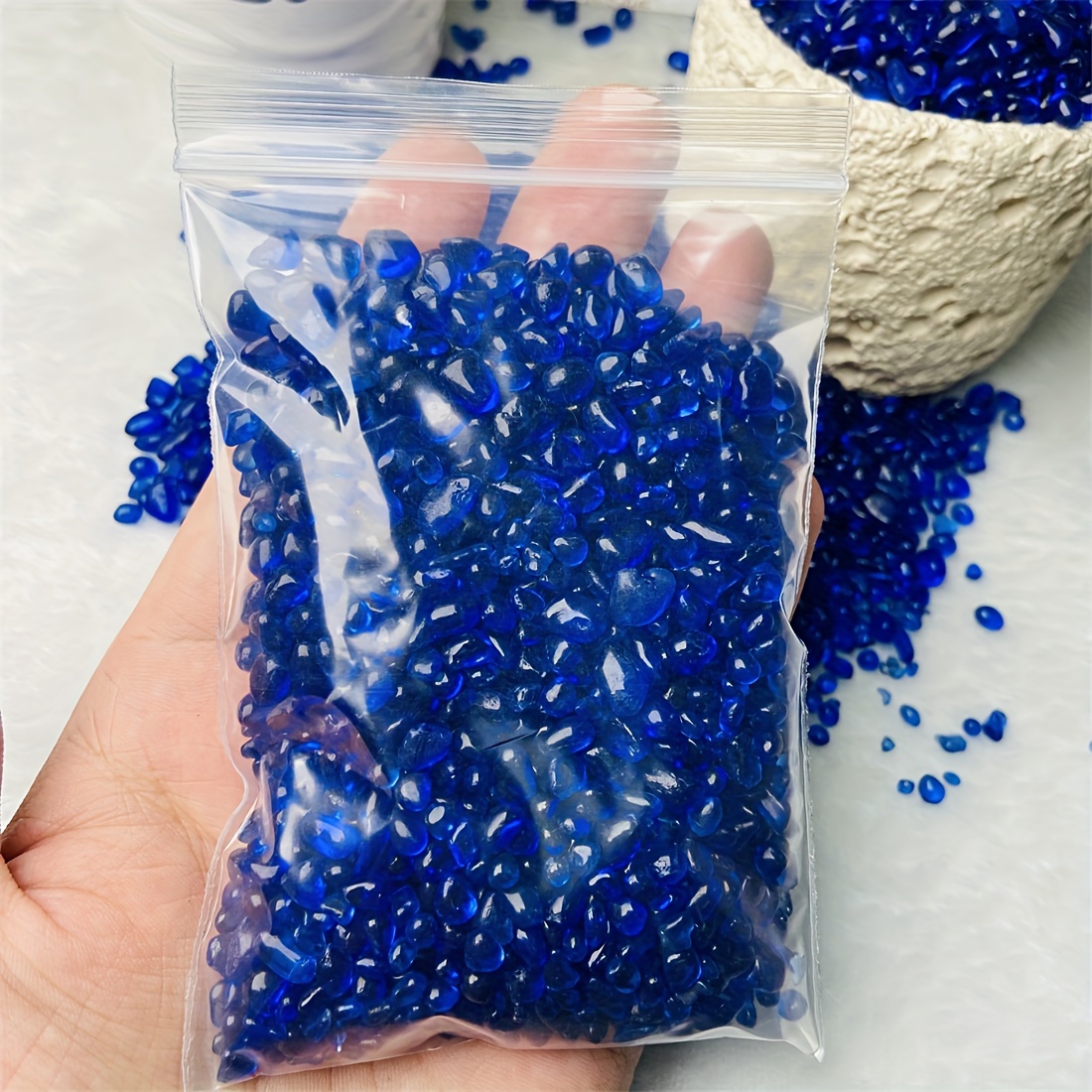 Image of 2oz/5oz Vibrant Glass Gravel - Polished, Glaze Stone Rocks For Crafts & Aquariums, Smooth Iridescent Crystal Specimens