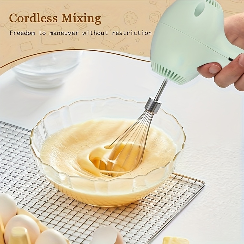 1pc automatic cake mixer usb rechargeable handheld egg whisk for whipping mixing and beating cream electric garlic slicer food processor for meat chili onion and celery Product details 2